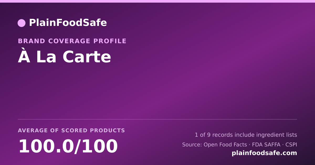 Share card for À La Carte Food Safety Profile