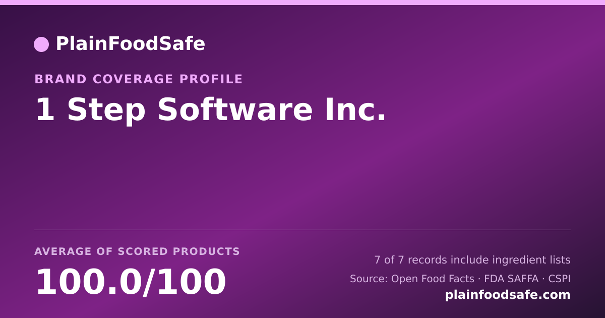Share card for 1 Step Software  Inc. Food Safety Profile
