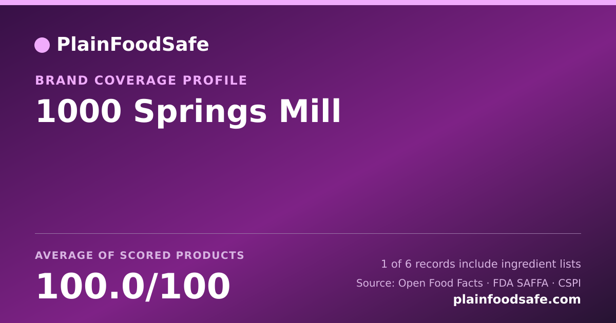 Share card for 1000 Springs Mill Food Safety Profile