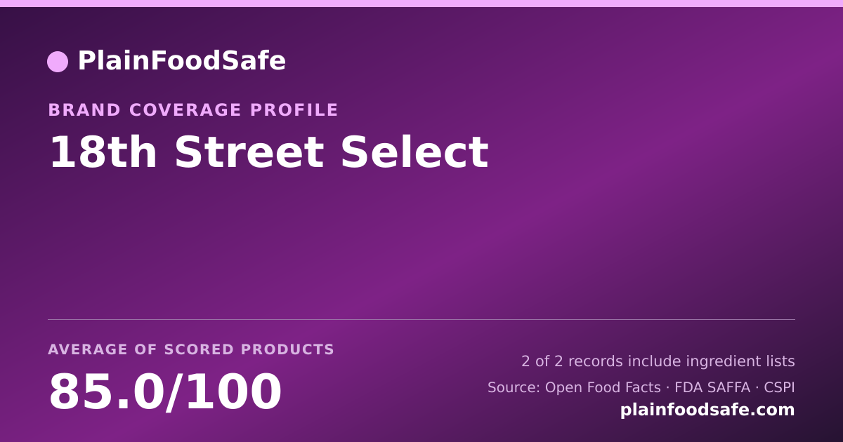 Share card for 18th Street Select Food Safety Profile