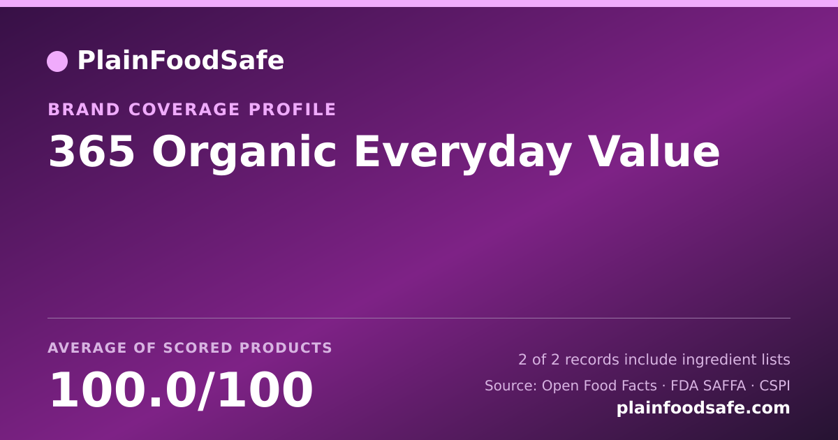 Share card for 365 Organic Everyday Value Food Safety Profile
