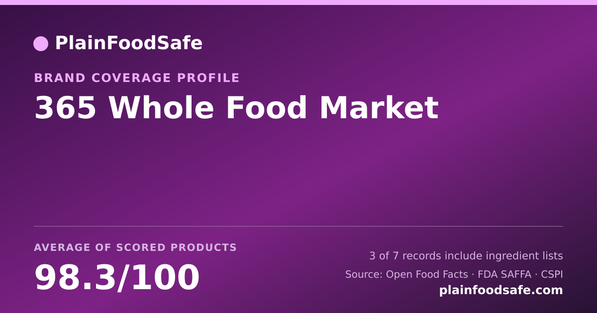 Share card for 365 Whole Food Market Food Safety Profile