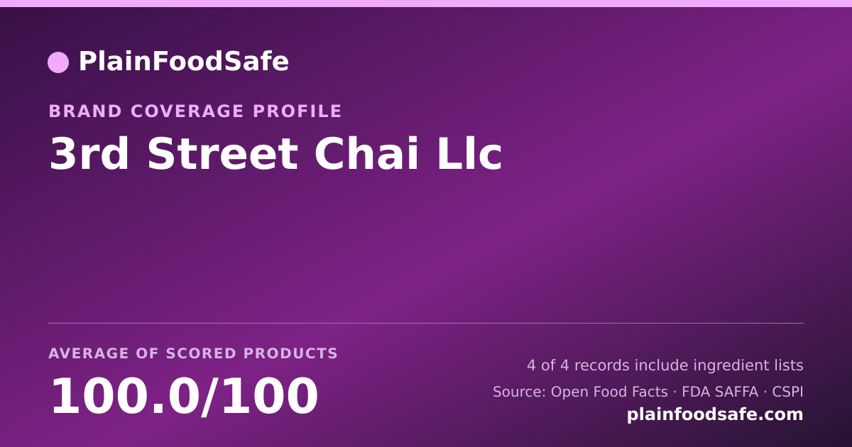 Share card for 3rd Street Chai Llc Food Safety Profile