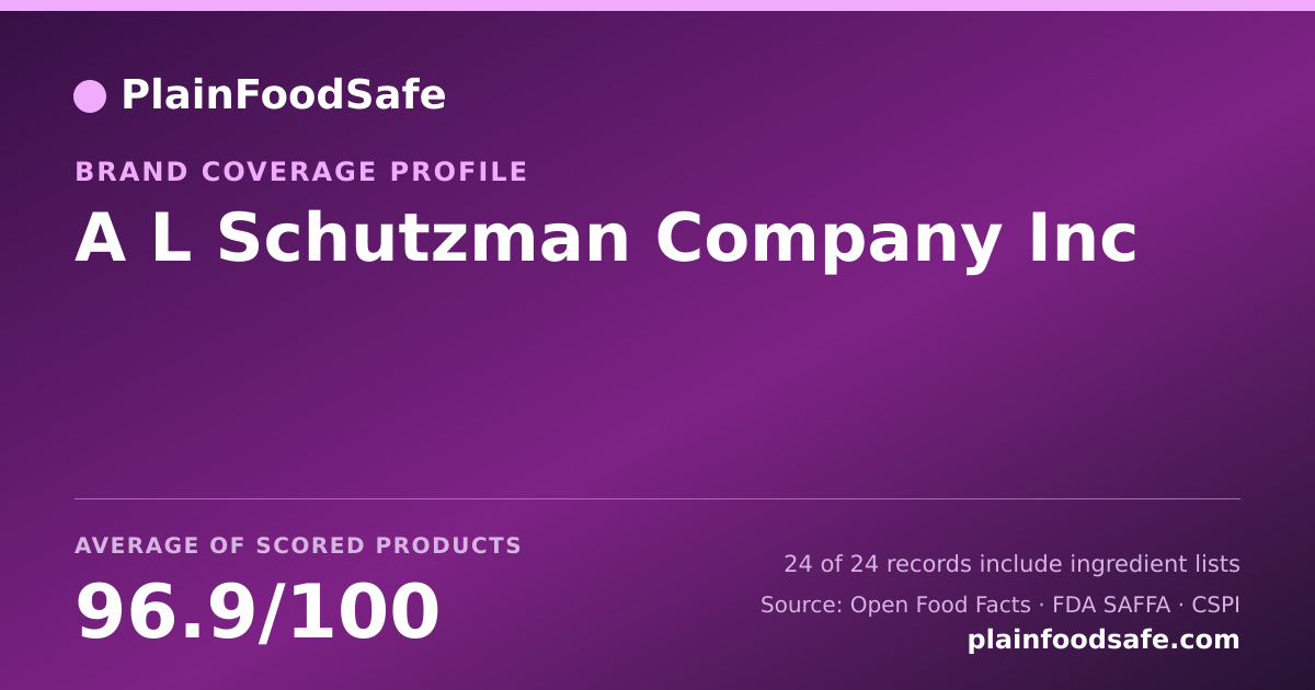 Share card for A L Schutzman Company Inc Food Safety Profile