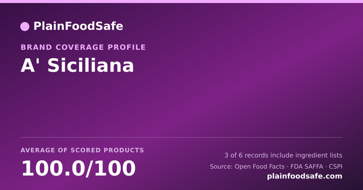 Share card for A' Siciliana Food Safety Profile