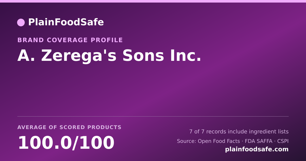 Share card for A. Zerega's Sons  Inc. Food Safety Profile