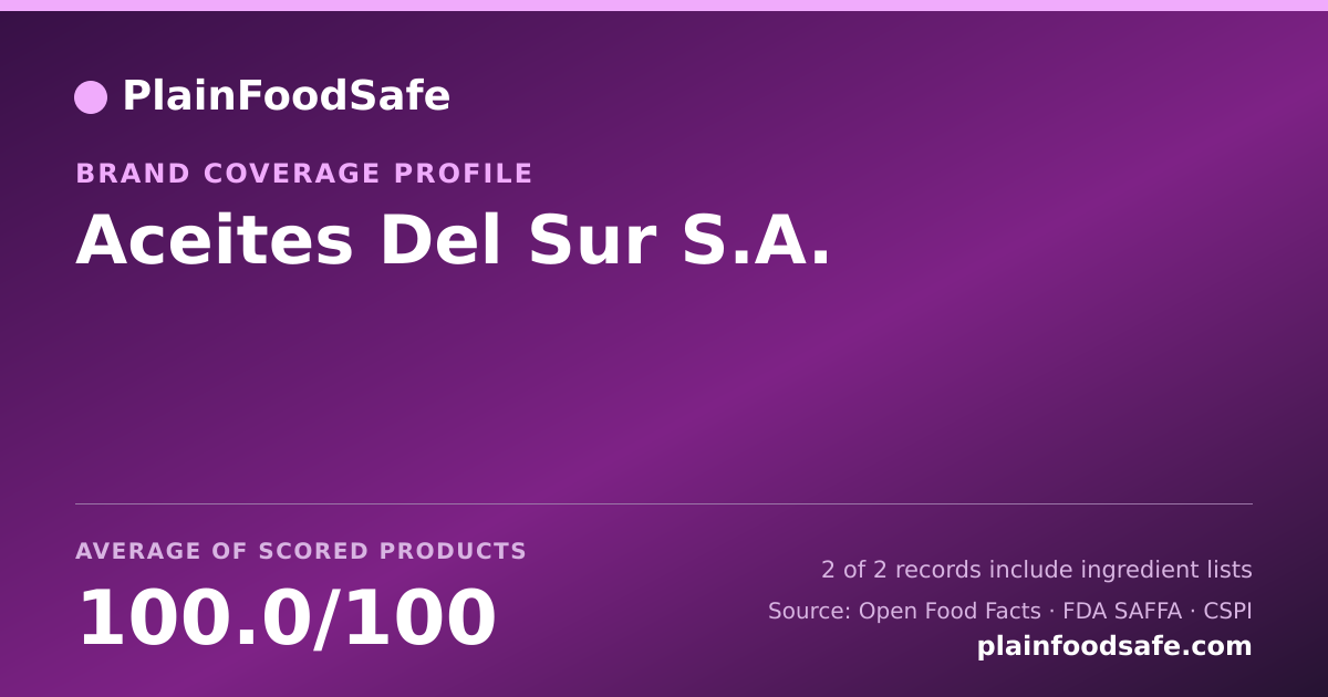 Share card for Aceites Del Sur  S.A. Food Safety Profile