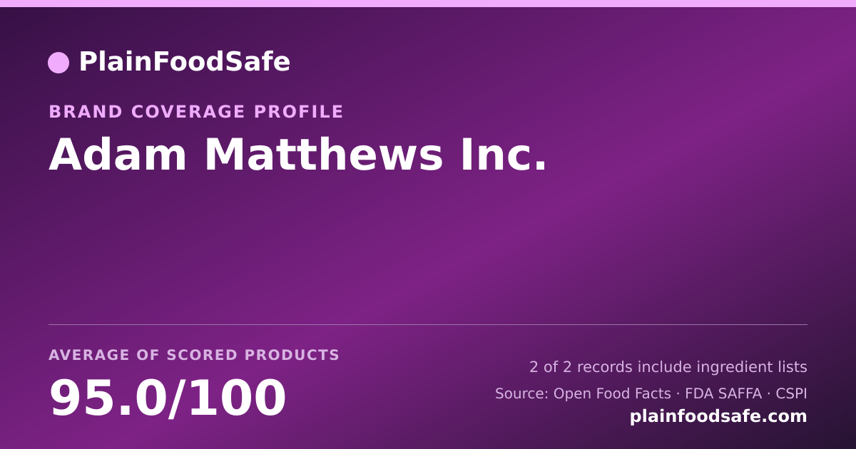 Share card for Adam Matthews  Inc. Food Safety Profile