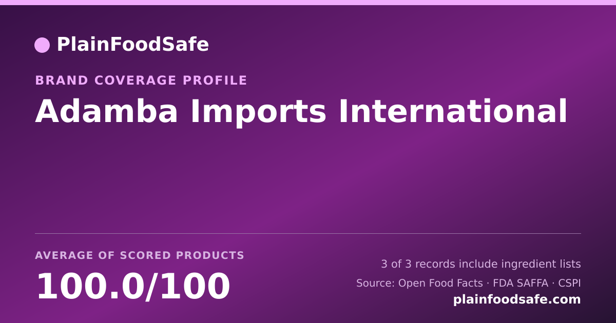 Share card for Adamba Imports International Food Safety Profile
