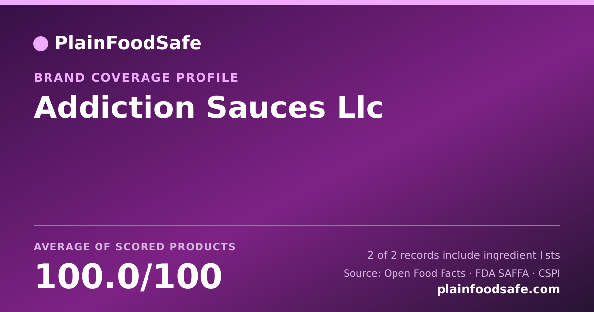 Share card for Addiction Sauces  Llc Food Safety Profile