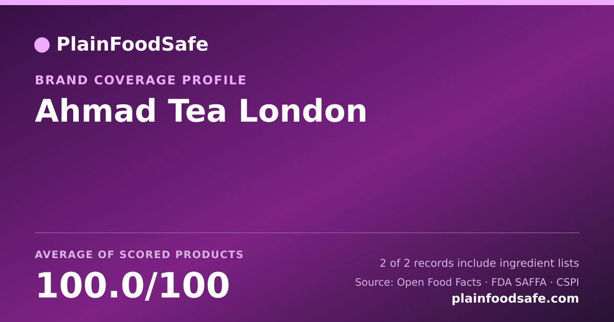 Share card for Ahmad Tea London Food Safety Profile