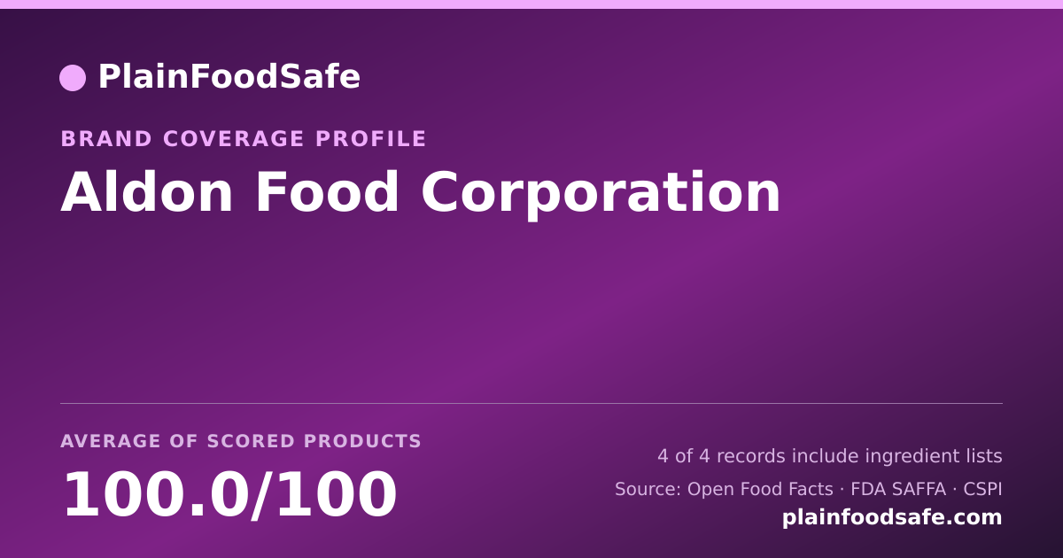 Share card for Aldon Food Corporation Food Safety Profile