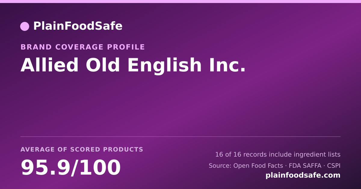 Share card for Allied Old English  Inc. Food Safety Profile