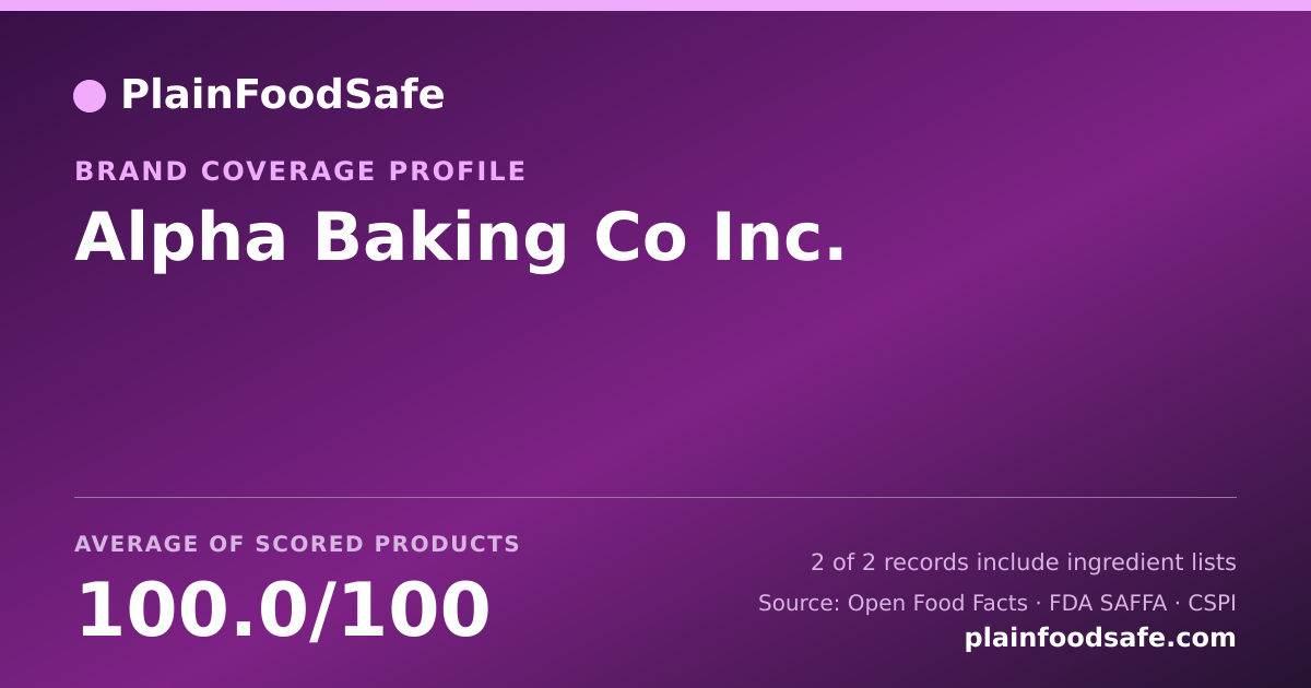 Share card for Alpha Baking Co  Inc. Food Safety Profile