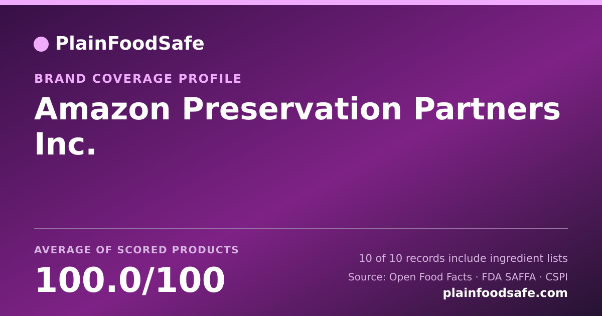 Share card for Amazon Preservation Partners  Inc. Food Safety Profile