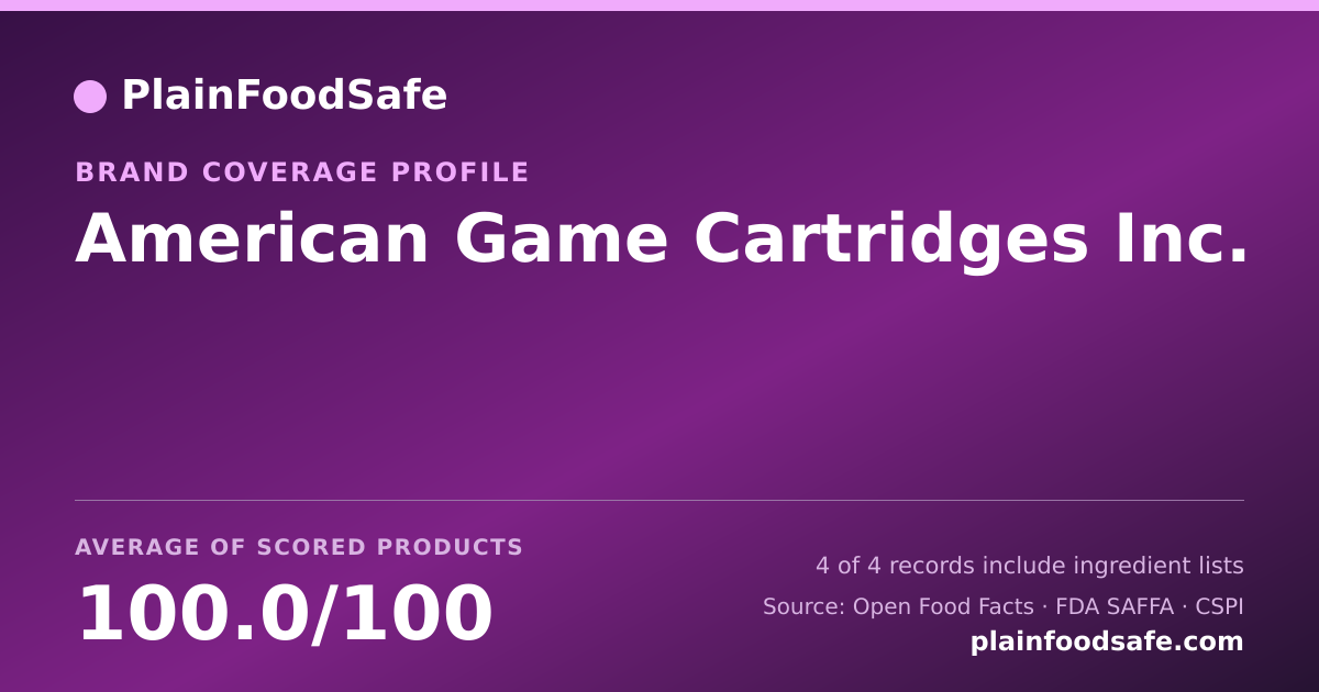 Share card for American Game Cartridges Inc. Food Safety Profile