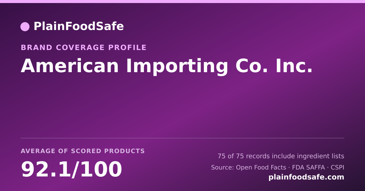 Share card for American Importing Co. Inc. Food Safety Profile