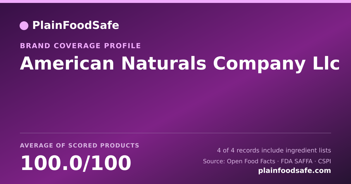 Share card for American Naturals Company  Llc Food Safety Profile