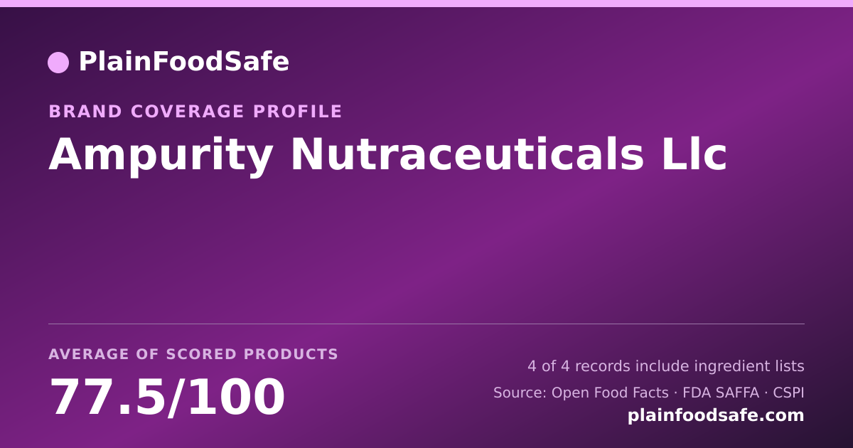 Share card for Ampurity Nutraceuticals  Llc Food Safety Profile