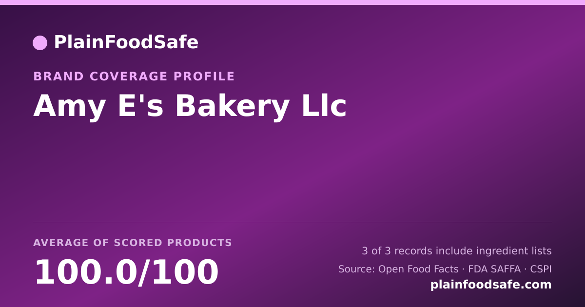 Share card for Amy E's Bakery  Llc Food Safety Profile