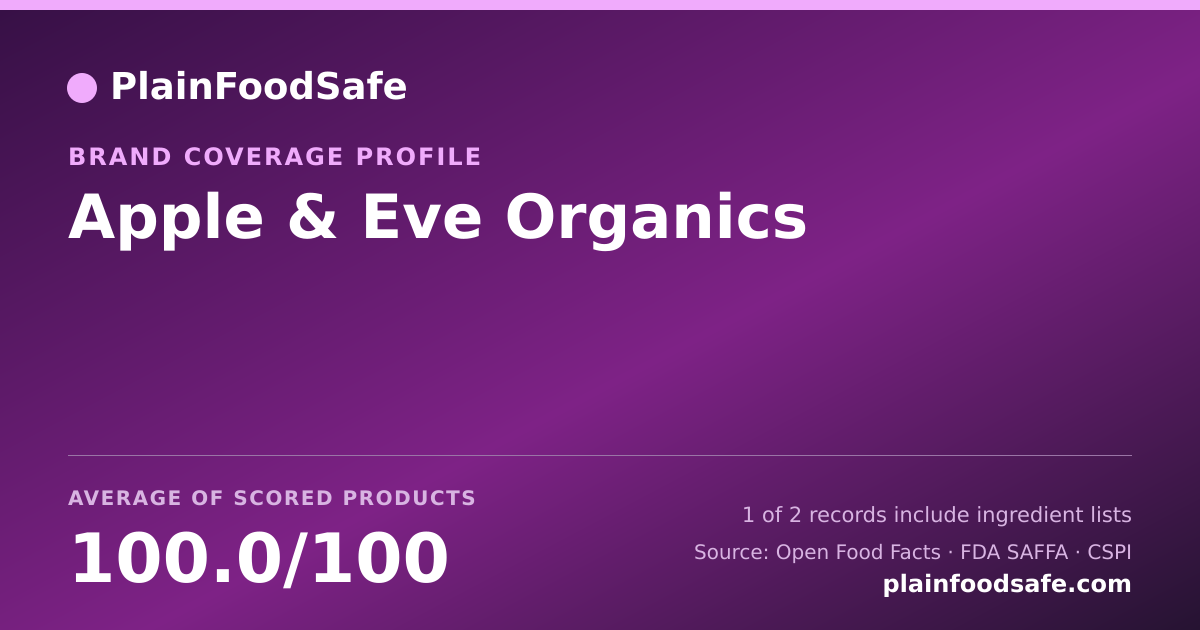 Share card for Apple & Eve Organics Food Safety Profile