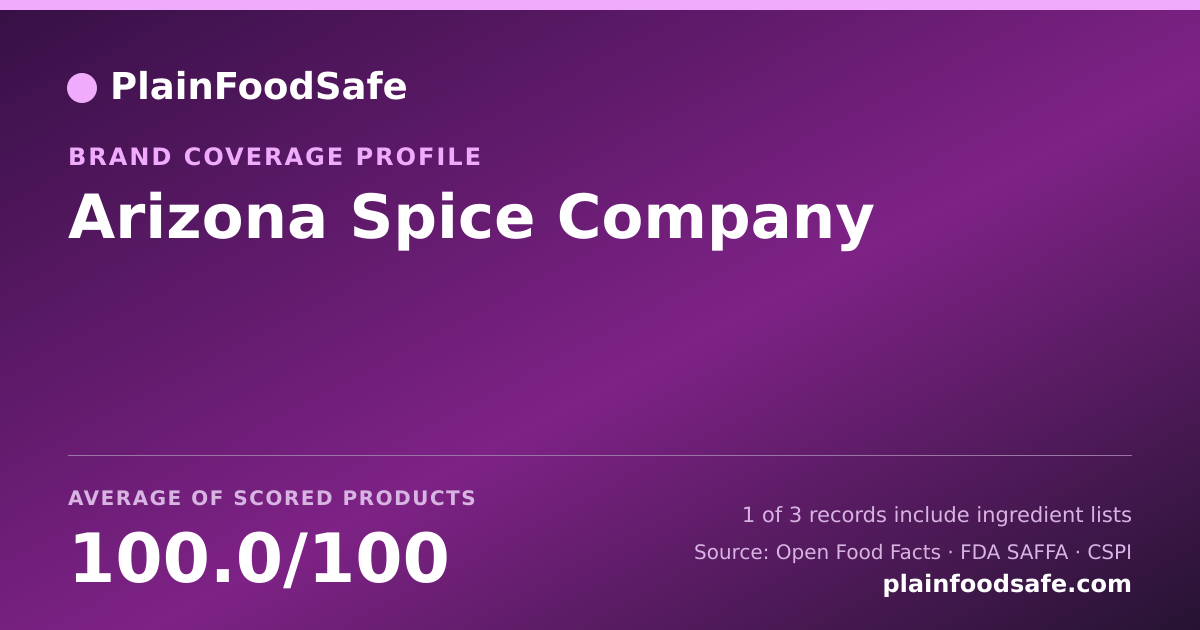 Share card for Arizona Spice Company Food Safety Profile