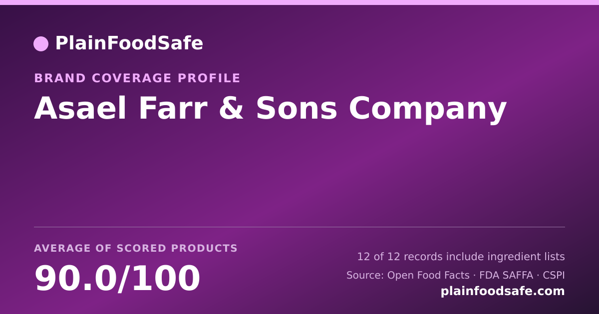 Share card for Asael Farr & Sons Company Food Safety Profile
