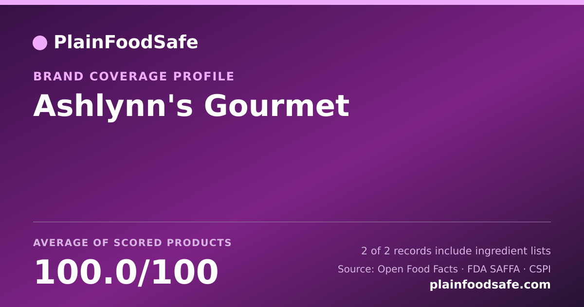 Share card for Ashlynn's Gourmet Food Safety Profile