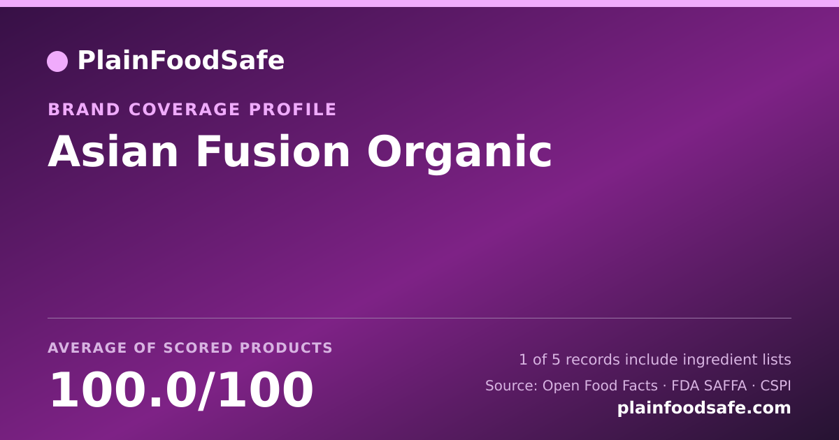 Share card for Asian Fusion Organic Food Safety Profile
