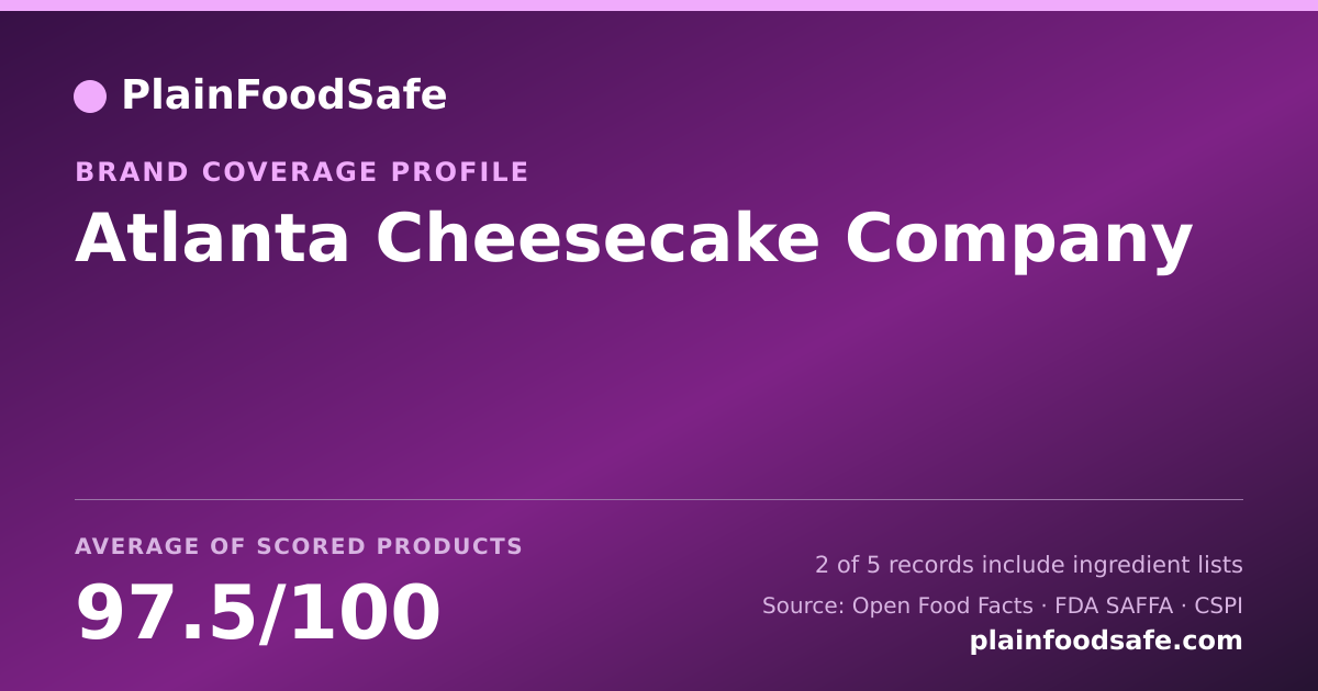 Share card for Atlanta Cheesecake Company Food Safety Profile