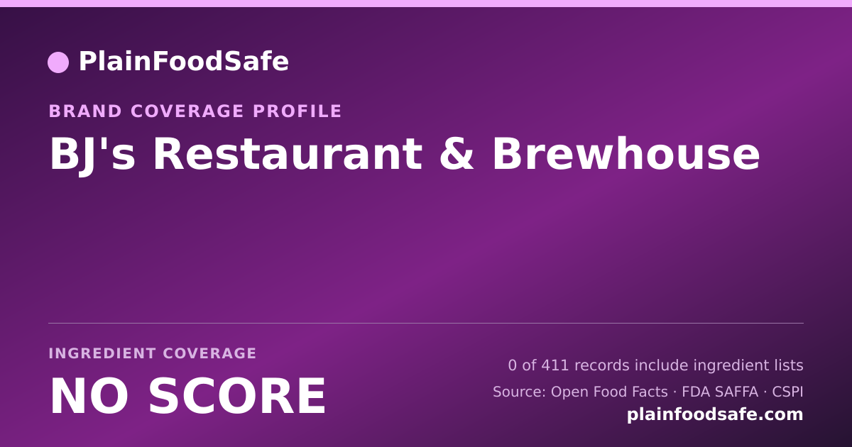 Share card for BJ's Restaurant & Brewhouse Food Safety Profile