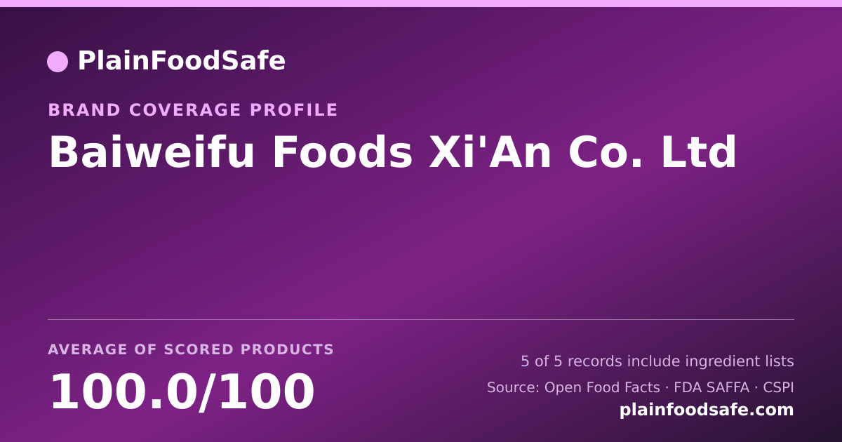 Share card for Baiweifu Foods Xi'An Co.  Ltd Food Safety Profile