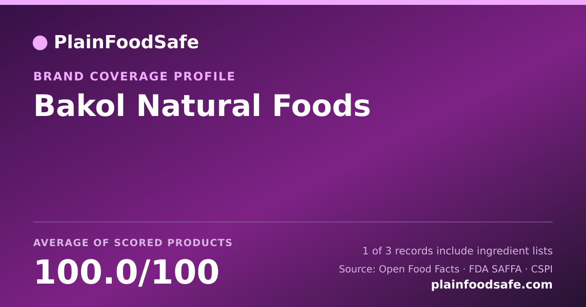 Share card for Bakol Natural Foods Food Safety Profile