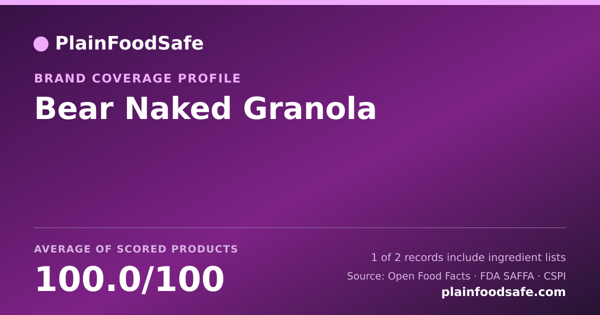 Share card for Bear Naked Granola Food Safety Profile