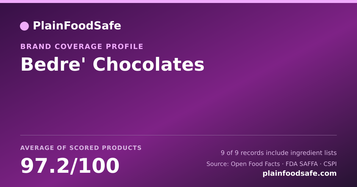 Share card for Bedre' Chocolates Food Safety Profile
