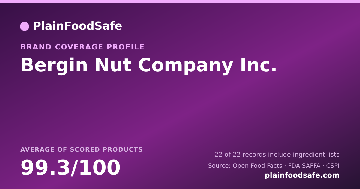 Share card for Bergin Nut Company  Inc. Food Safety Profile