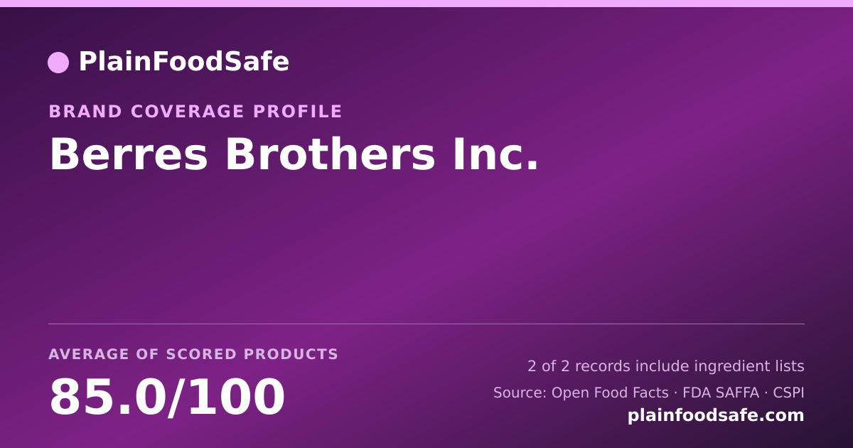 Share card for Berres Brothers Inc. Food Safety Profile