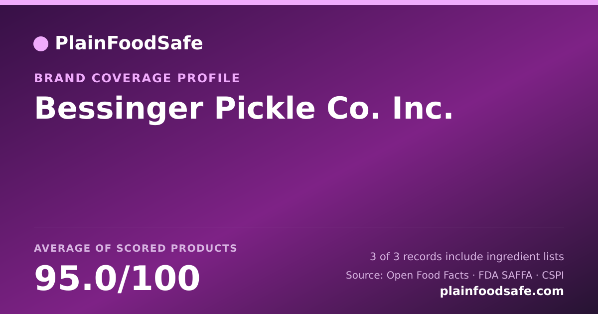 Share card for Bessinger Pickle Co. Inc. Food Safety Profile