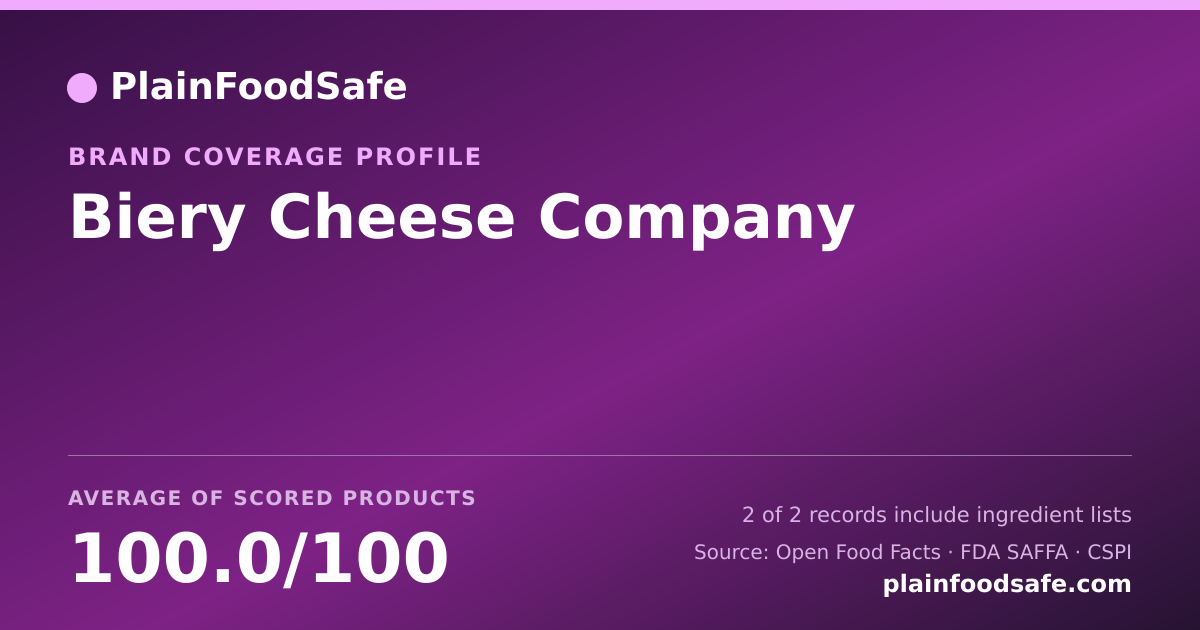 Share card for Biery Cheese Company Food Safety Profile