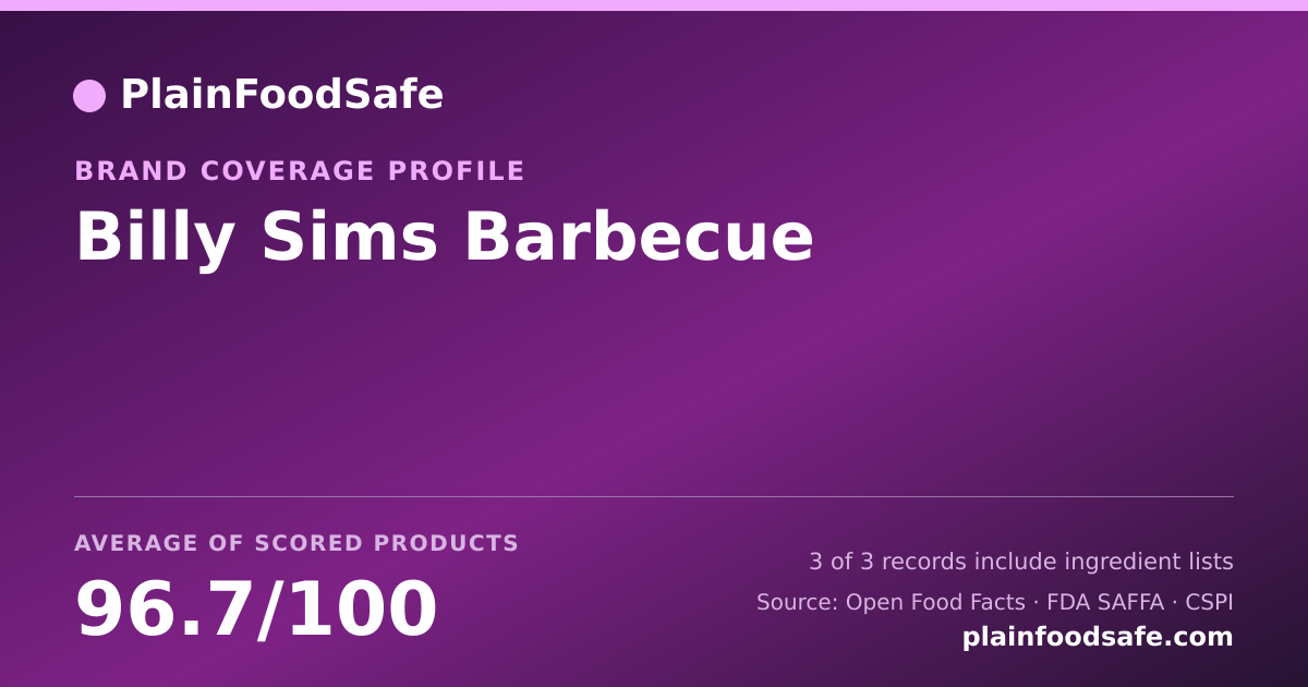 Share card for Billy Sims Barbecue Food Safety Profile