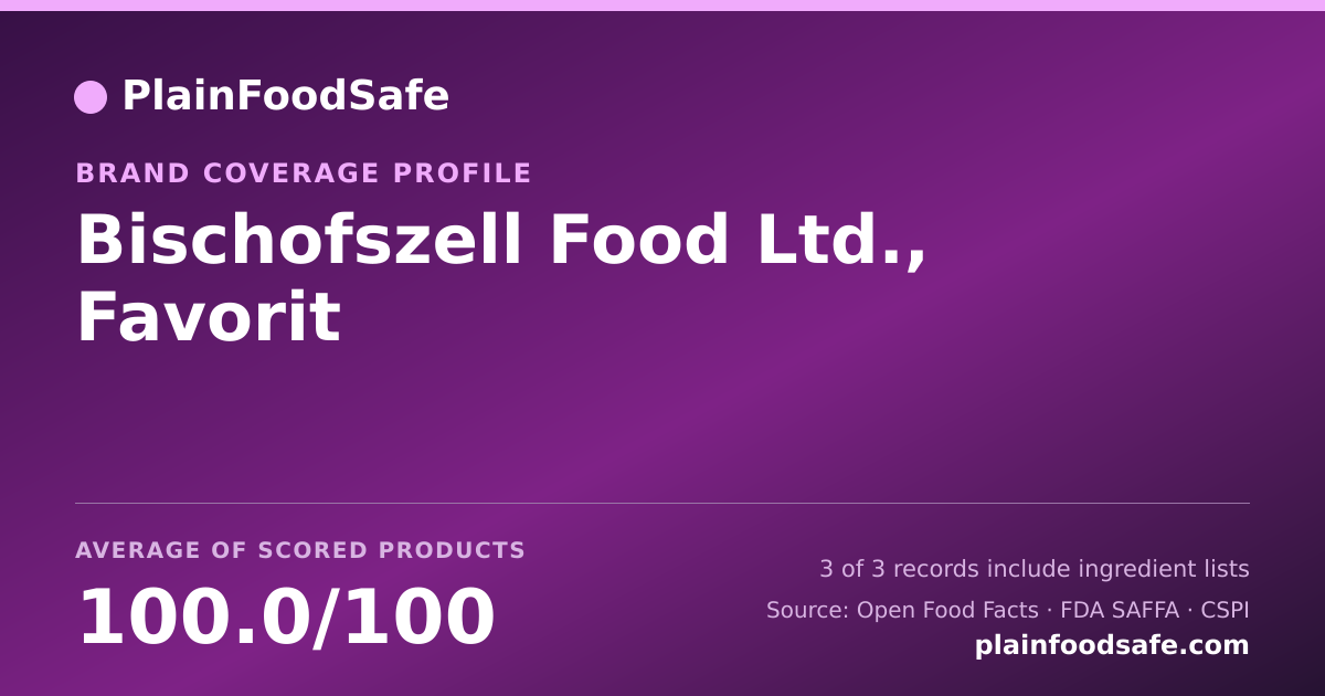 Share card for Bischofszell Food Ltd., Favorit Food Safety Profile