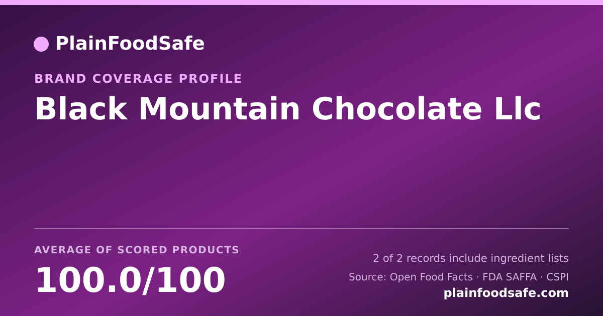 Share card for Black Mountain Chocolate Llc Food Safety Profile