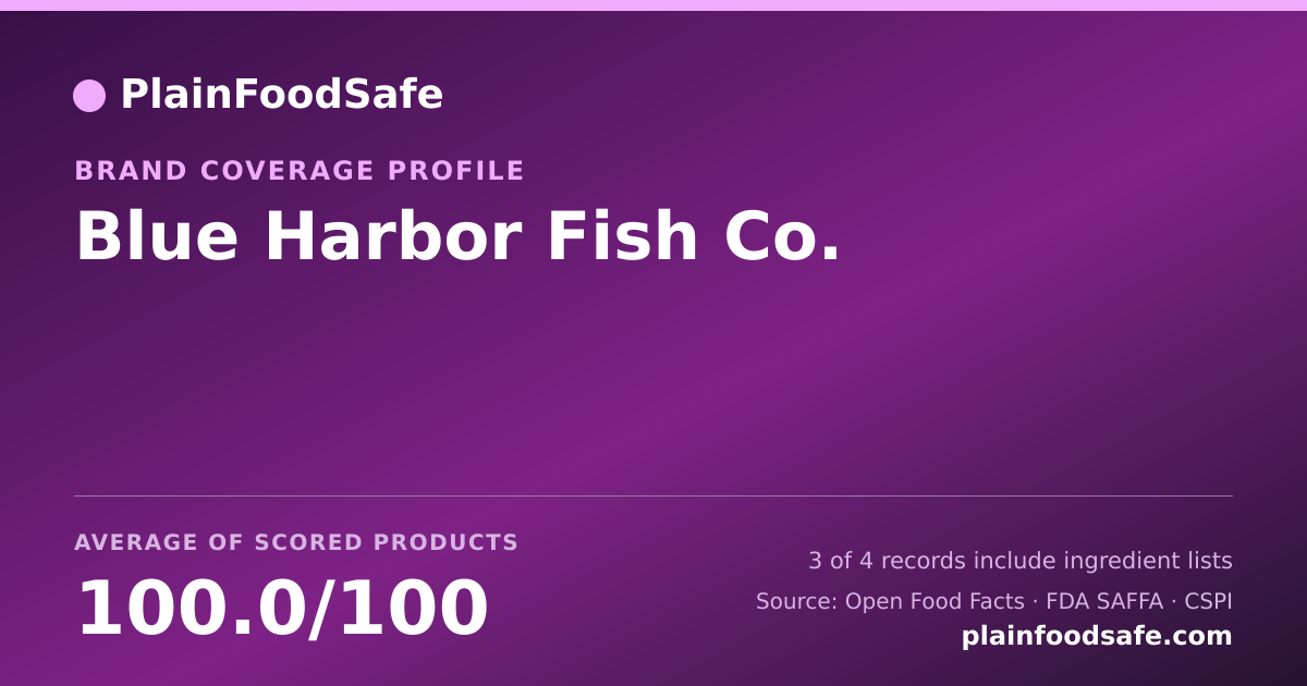 Share card for Blue Harbor Fish Co. Food Safety Profile
