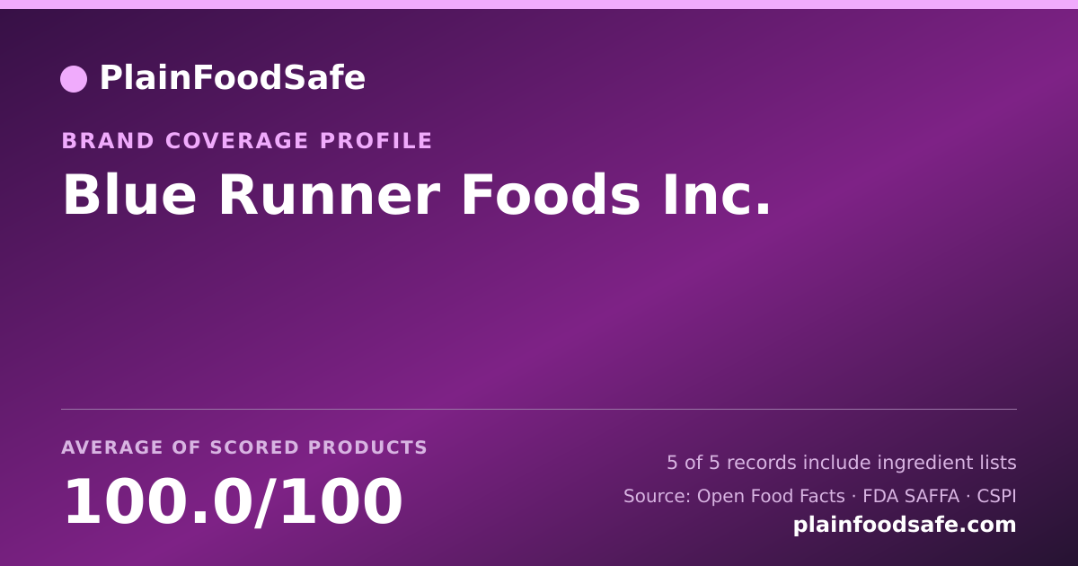 Share card for Blue Runner Foods Inc. Food Safety Profile