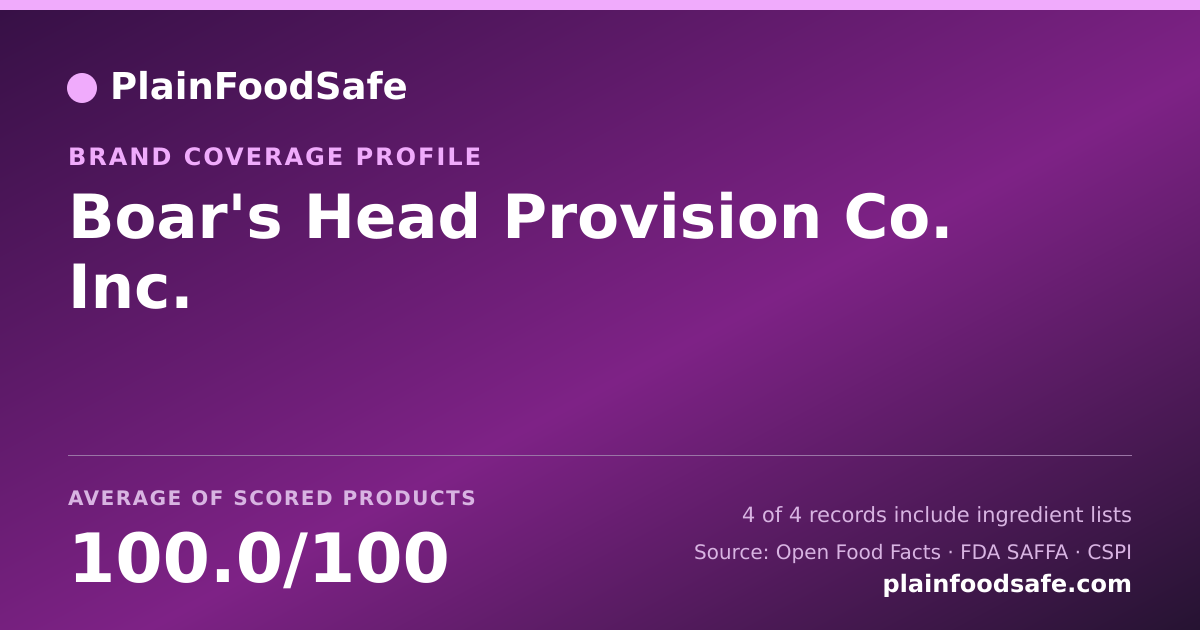 Share card for Boar's Head Provision Co.  Inc. Food Safety Profile