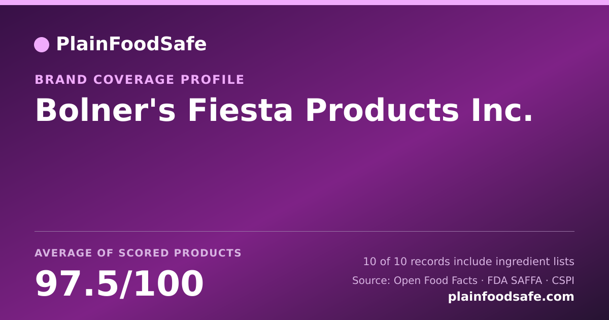 Share card for Bolner's Fiesta Products  Inc. Food Safety Profile