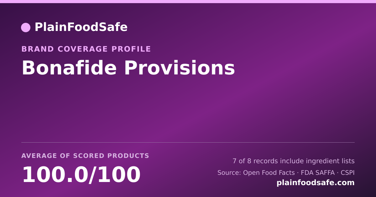 Share card for Bonafide Provisions Food Safety Profile