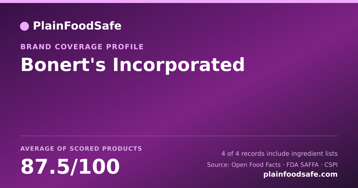 Share card for Bonert's Incorporated Food Safety Profile