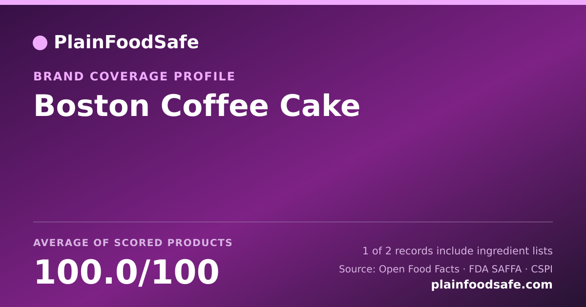 Share card for Boston Coffee Cake Food Safety Profile