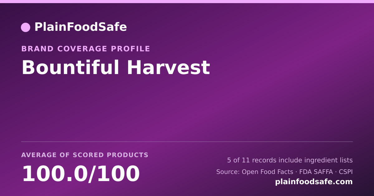 Share card for Bountiful Harvest Food Safety Profile